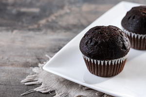 Homemade chocolate muffins pn gray stone, a Food & Drink Photo by etorres69