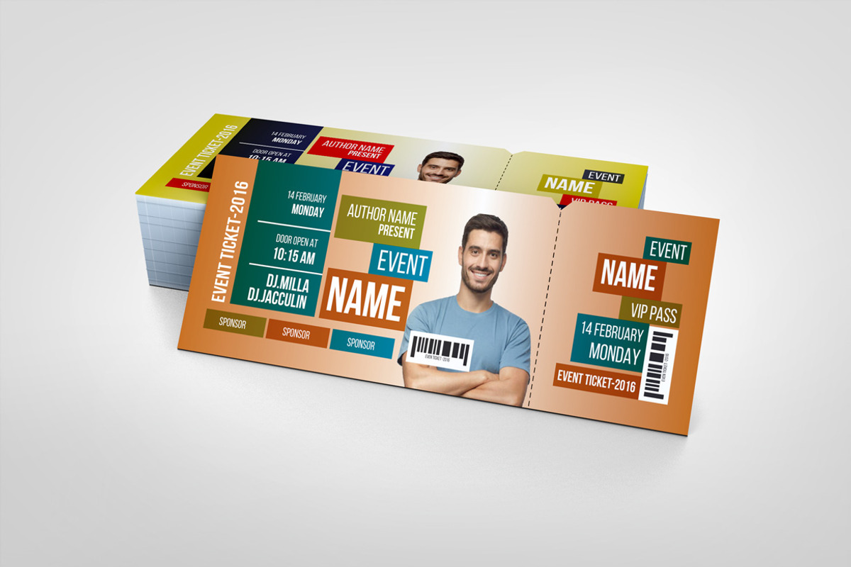 Professional Event Ticket Template, a Stationery Template by BrandlyTemplate (Photo 1 of 3)