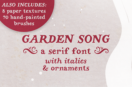 Garden Song serif font and extras, a Serif Font by Ana's Fonts