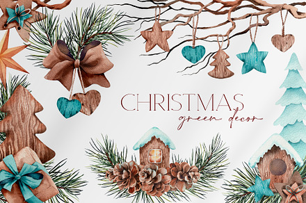 Natural Wooden Christmas, a Decorative Illustration by Jeanna Draw