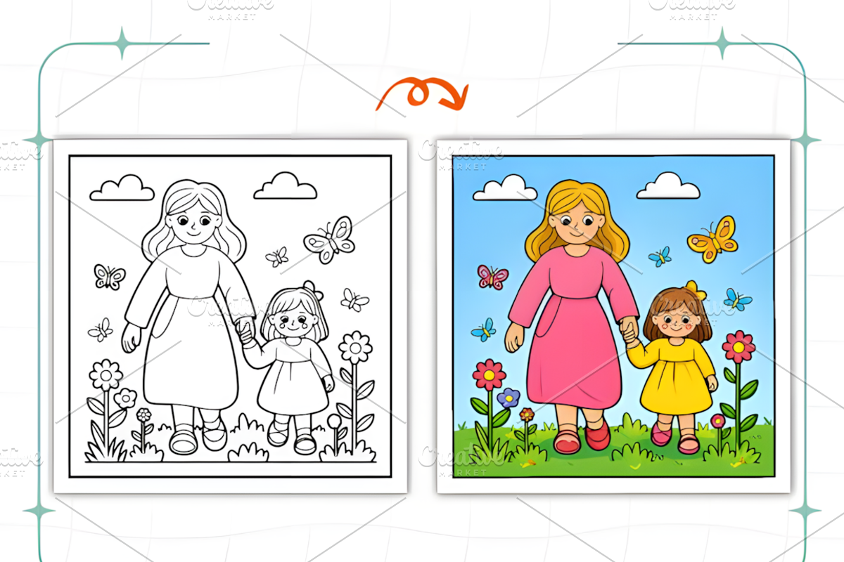 Spring Woman Coloring Pages, a Decorative Illustration by Ink Gallery (Photo 8 of 9)