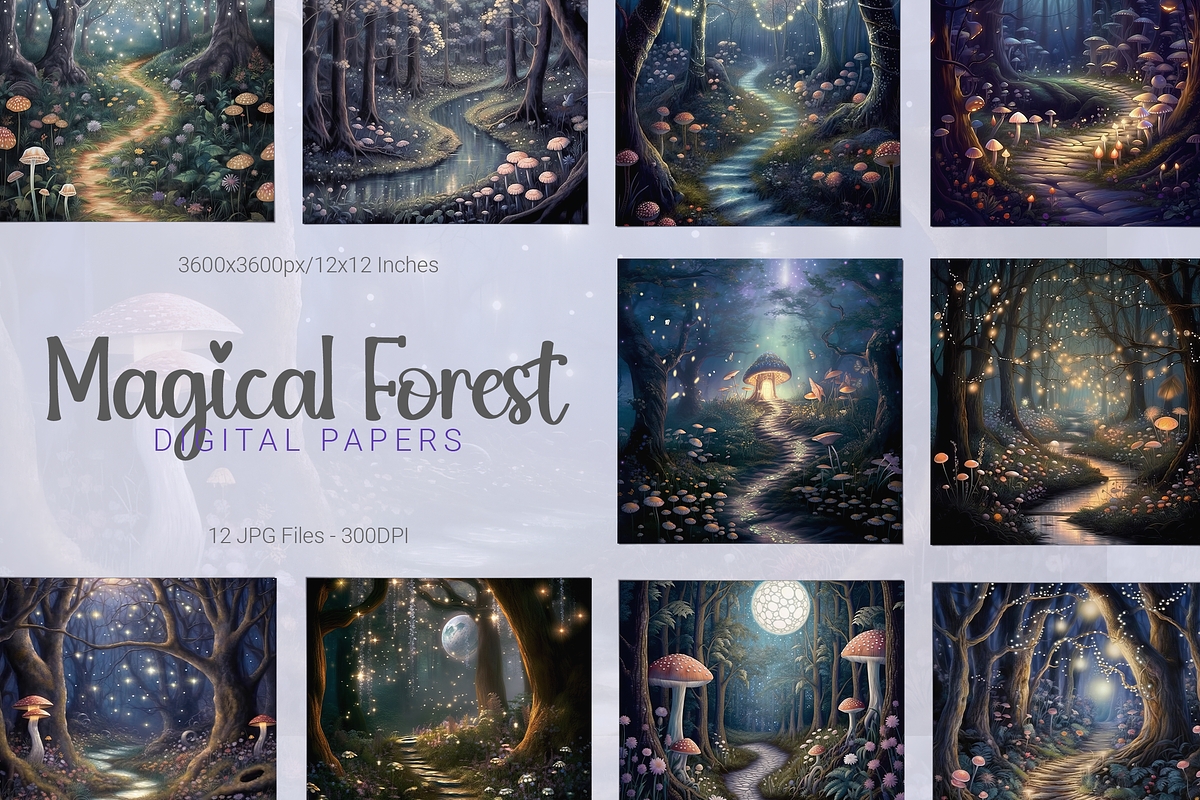Enchanted Forest Digital Papers, a Background Graphic by Curve Design (Photo 1 of 12)