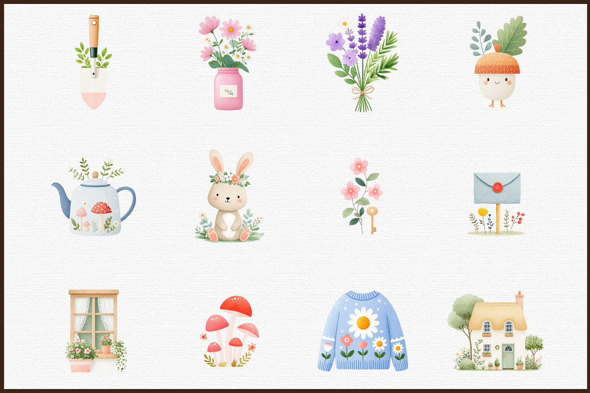 Whimsical Cottagecore Clipart Set, an Illustration by Sublimation Artist (Photo 3 of 6)