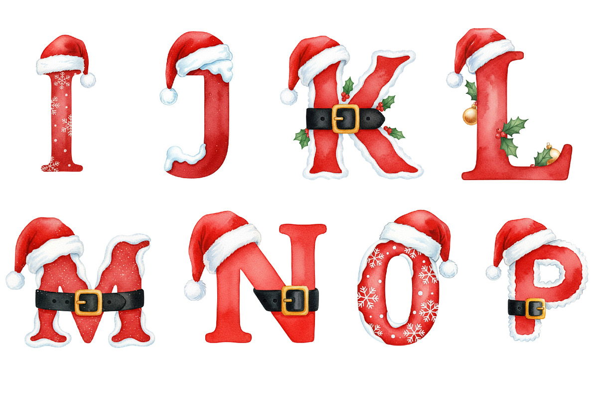 Winter Christmas Santa Alphabet PNG, an Illustration by SinaCreation (Photo 3 of 7)