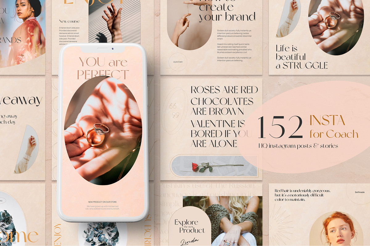 Instagram for coach set CANVA PS, a Social Media Template by Craft_Monkey (Photo 1 of 15)