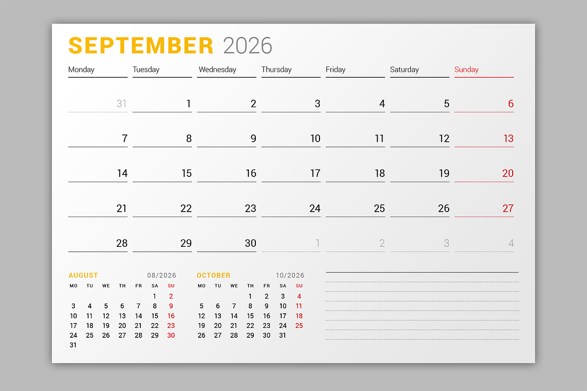 Wall Calendar 2026 (WC027-26-M), a Stationery Template by mikhailmorosin (Photo 5 of 5)