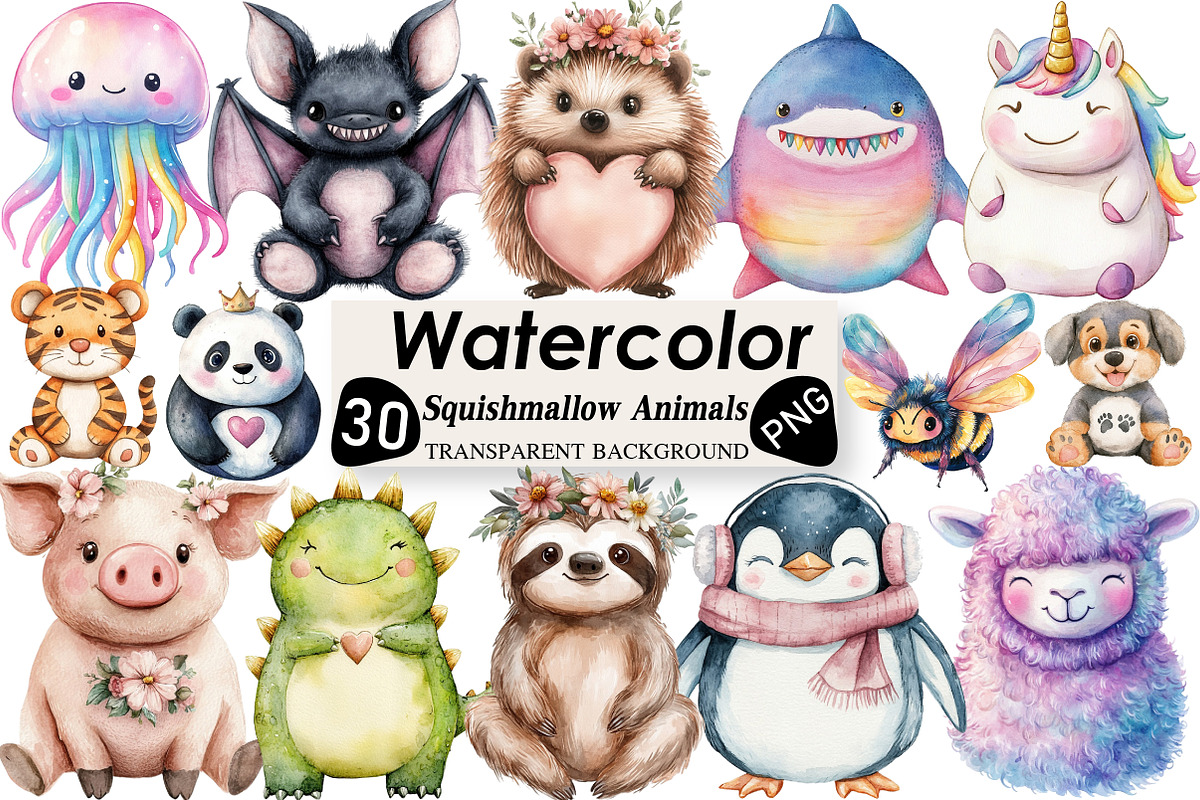 Squishmallow Animals Sublimation, an Illustration by Black Bird Studio (Photo 1 of 6)