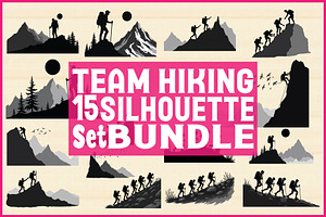 Team Hiking Silhouette Bundle, an Object Graphic by Gfx_Store