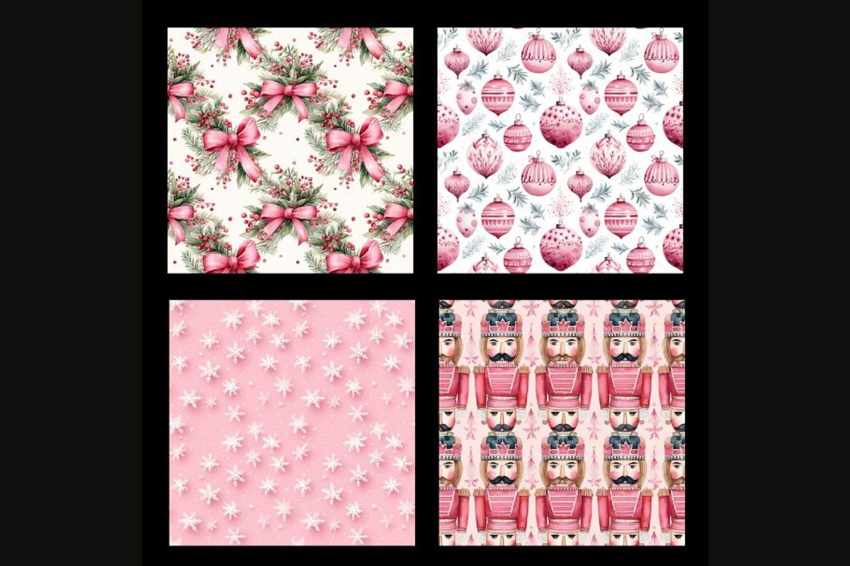 Pink Christmas Digital Paper, a Pattern Graphic by HoneyBunnyDigital (Photo 4 of 4)