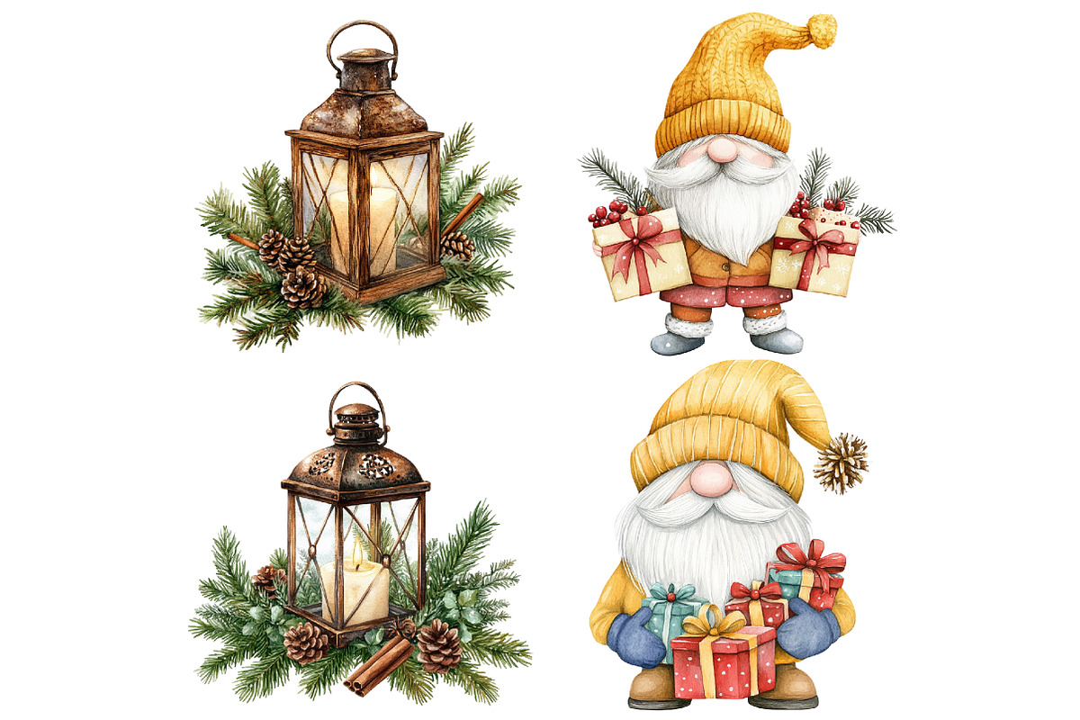 Merry Christmas Watercolor Clipart, a Seasonal Illustration by CitraGraphics (Photo 6 of 6)