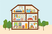 House in a cut with interiors rooms, an Illustration by Feday (Thumbnail 1 of 2)