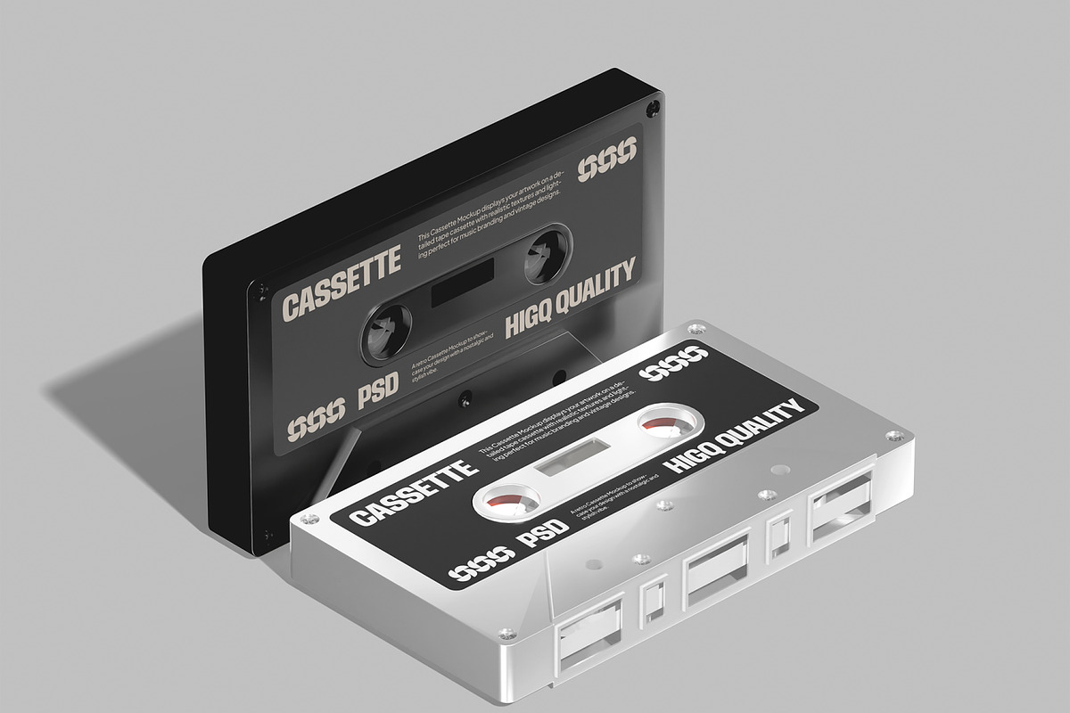 Cassette Mockup, a Merchandise Mockup by Permadi Creative (Photo 2 of 5)