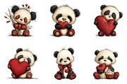 Quirky Valentines Panda Clipart, an Illustration by Dream Creation (Thumbnail 6 of 7)