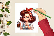 Grumpy Pin Up Housewife Clipart, an Animal Illustration by Craft Nest (Thumbnail 2 of 5)