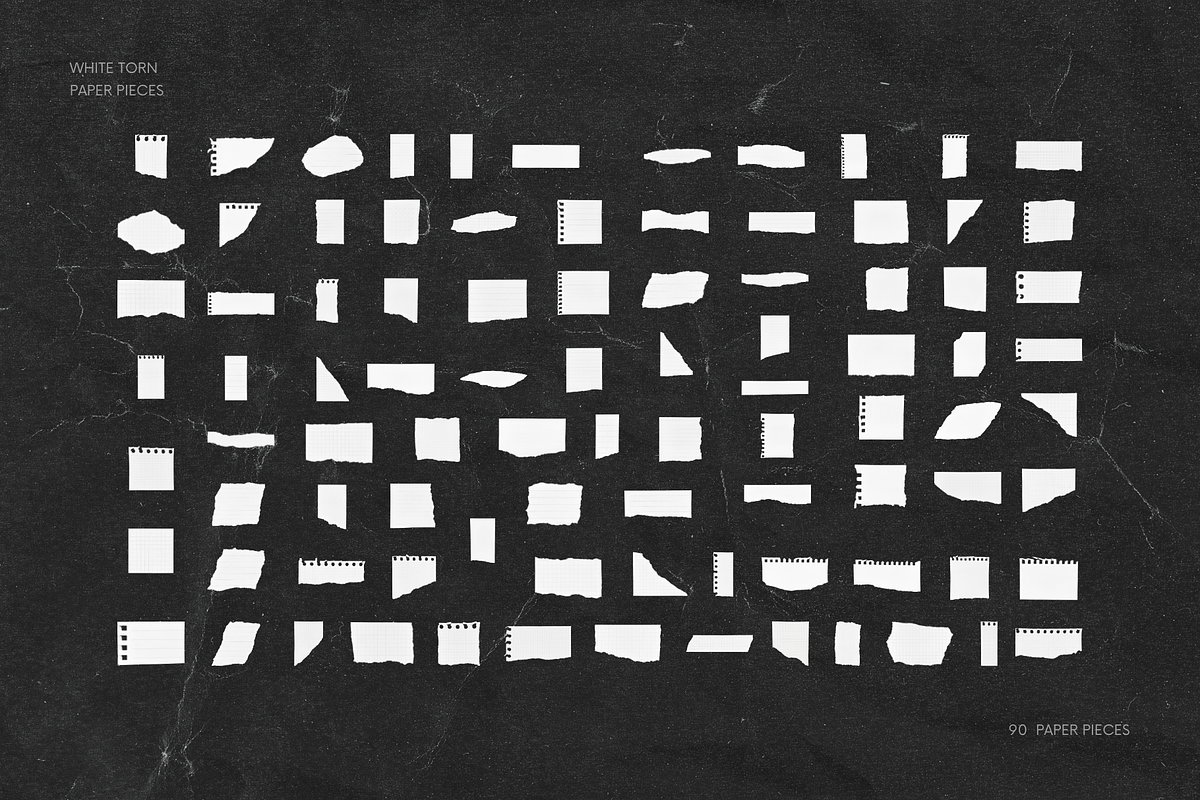 90 White Torn Ripped Paper Pieces, a Texture Graphic by Ksuview (Photo 2 of 10)