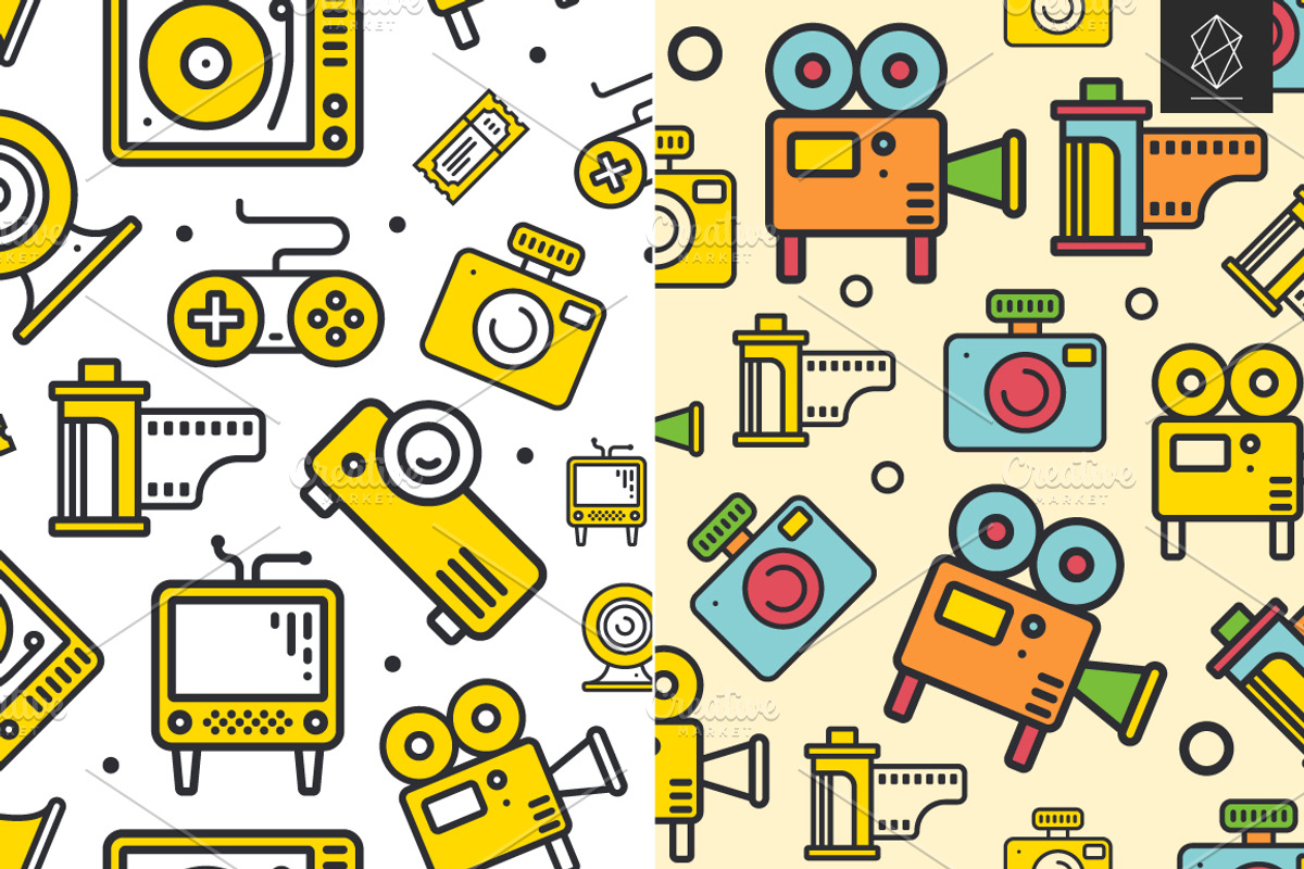 Retro media seamless patterns, a Pattern Graphic by Yury Velikanov (Photo 4 of 4)