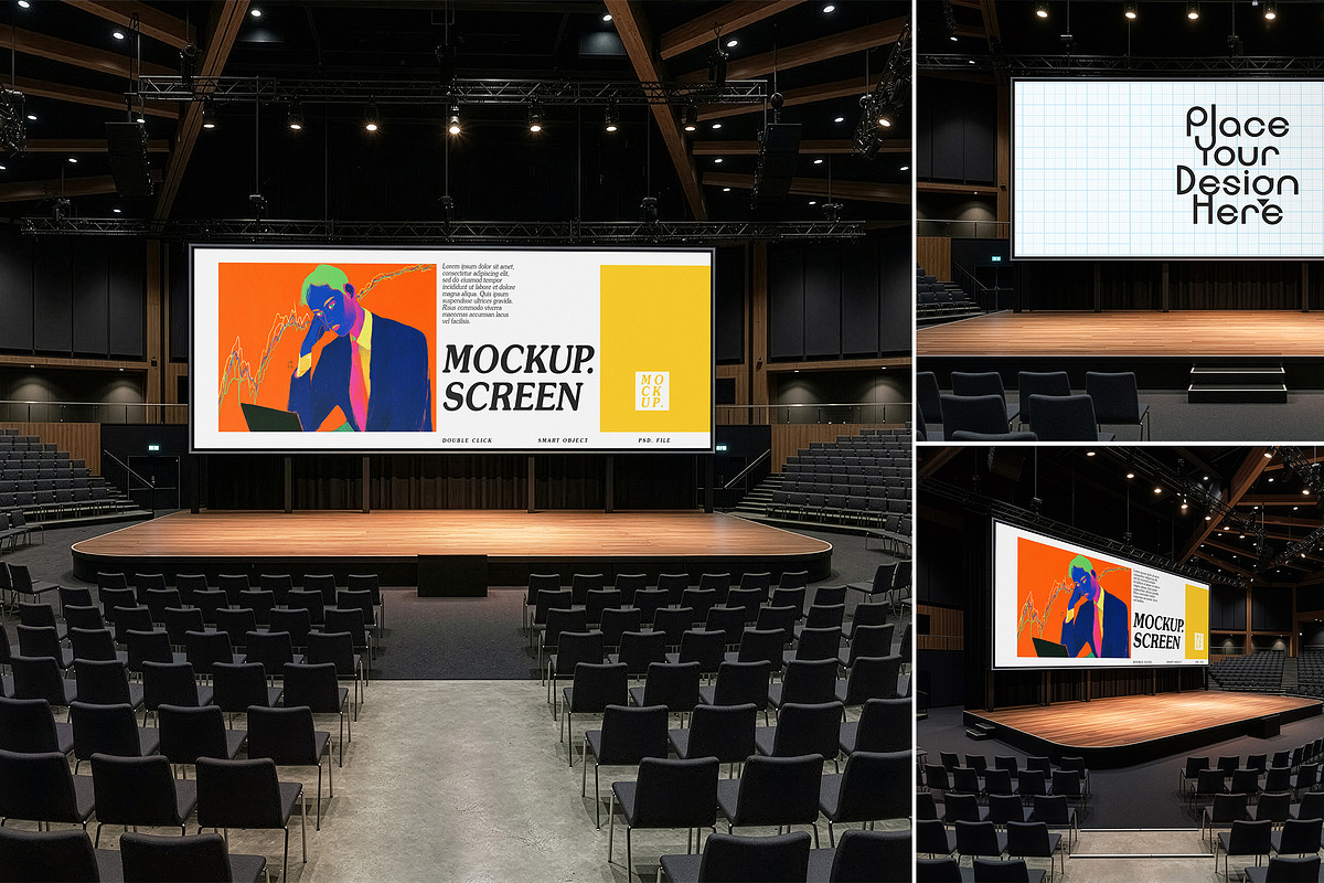 Conference Event Stage Screen Mockup, an Advertising Mockup by smishura (Photo 1 of 10)