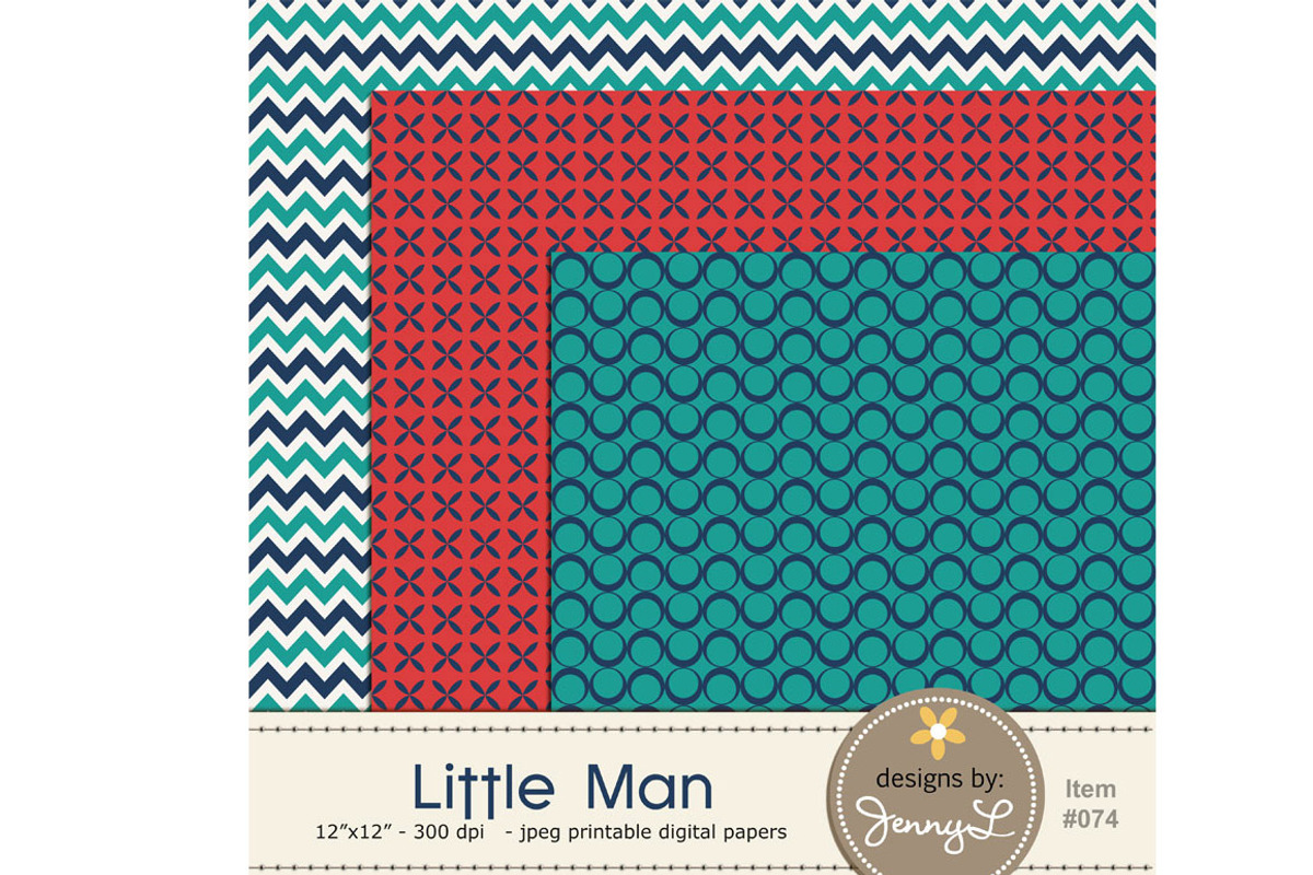 Little Man Mustache Digital Papers, a Pattern Graphic by JennyL Designs (Photo 2 of 3)