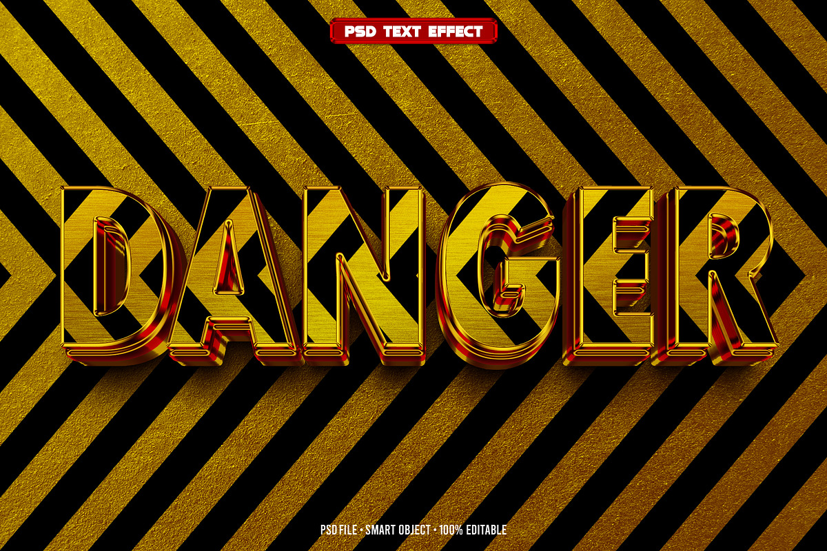 Danger 3D editable text effect, a Layer Style Add-On by Hello Muh (Photo 1 of 2)