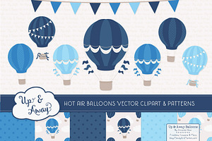Shades of Blue Hot Air Balloons, an Illustration by Amanda Ilkov