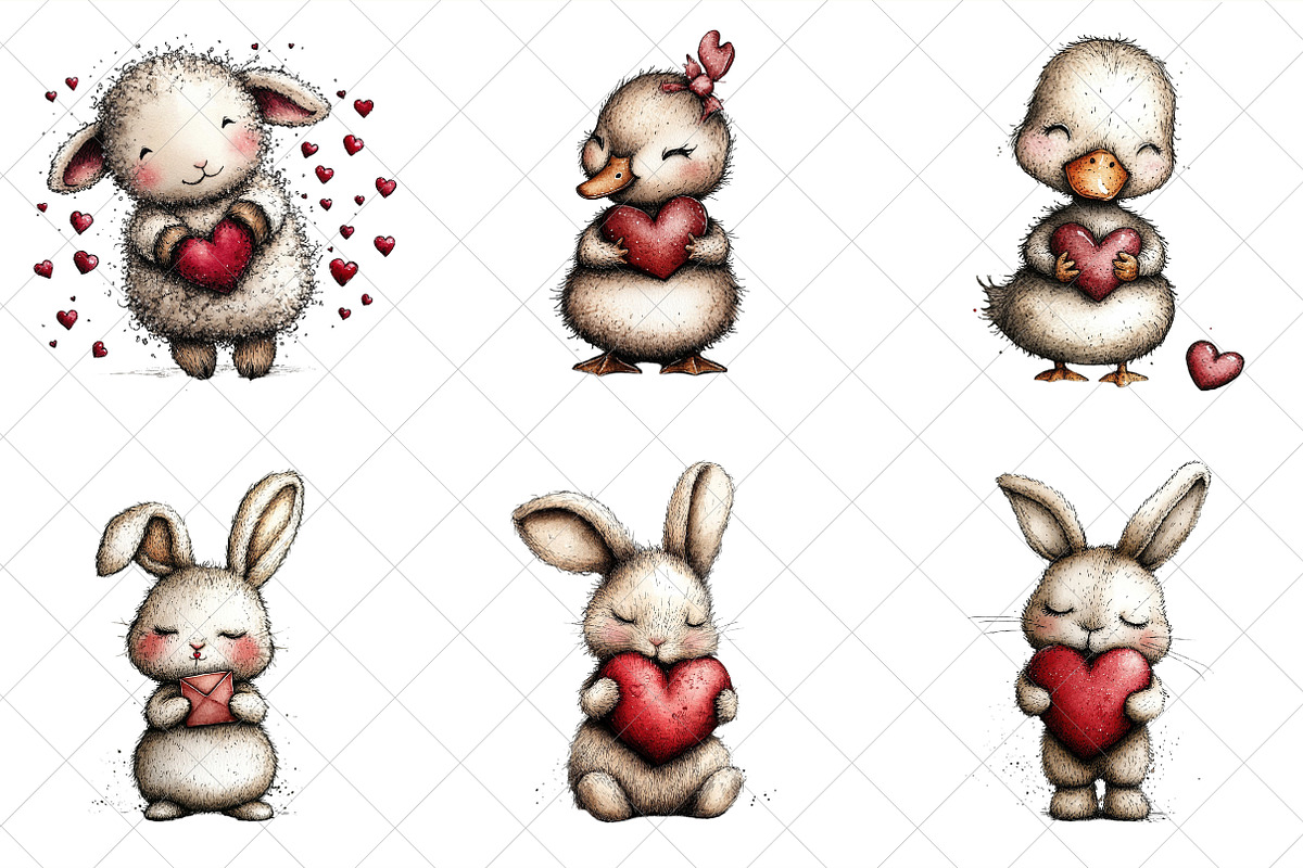 Whimsical Animals Valentine Day Clip, an Illustration by SinaCreation (Photo 3 of 8)