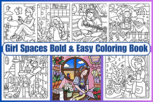 Girl Spaces Coloring Pages, a Decorative Illustration by Coco Bloom