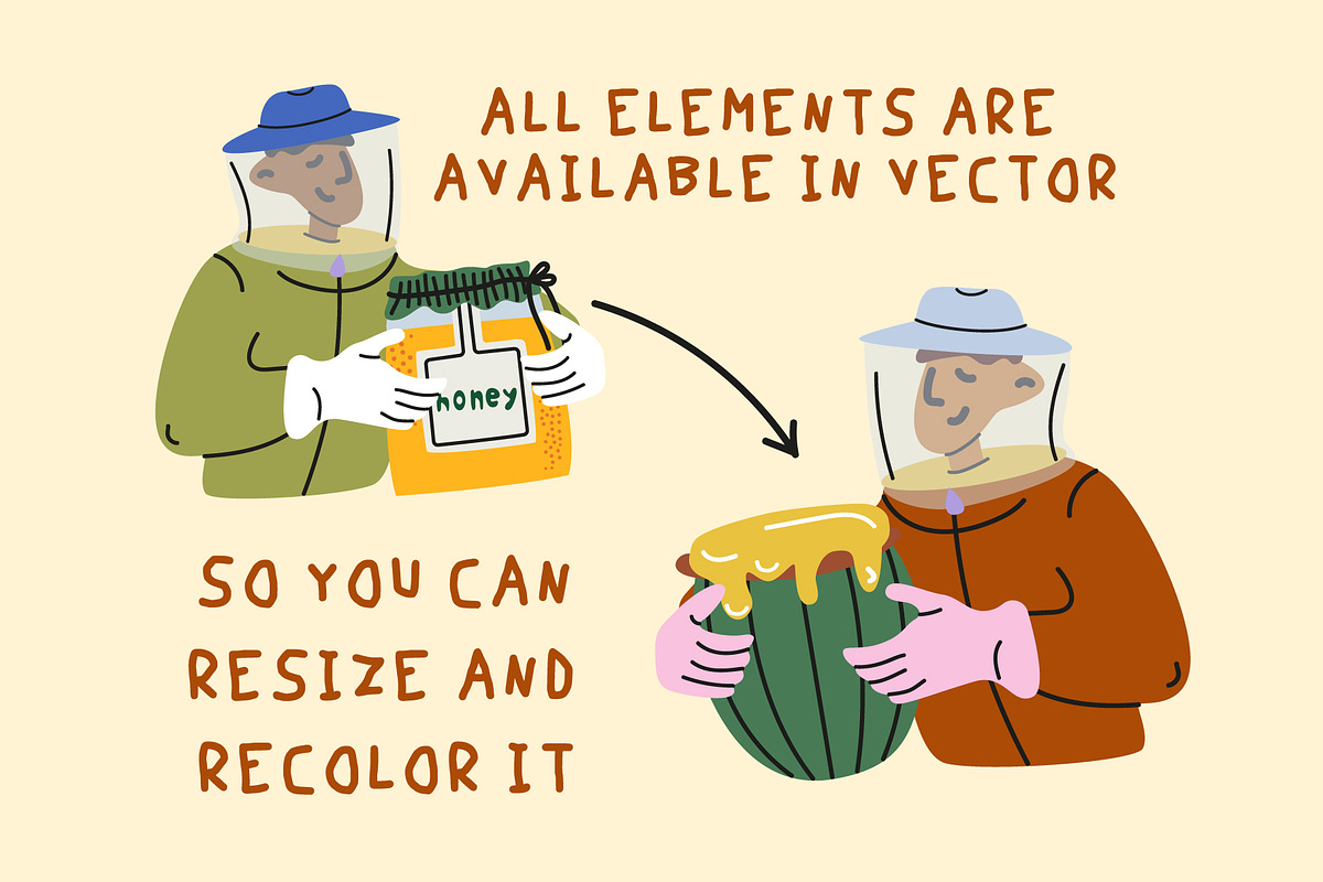 Bee Farm. Beekeeping and honey, a Food Illustration by Luamor (Photo 5 of 10)