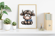 Watercolor Cute Highland Cow Clipart, an Illustration by Canvas Craft (Thumbnail 6 of 7)