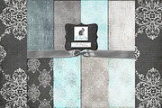 Teal & Gray Damask Backgrounds, a Texture Graphic by Le Paper Cafe (Thumbnail 1 of 4)