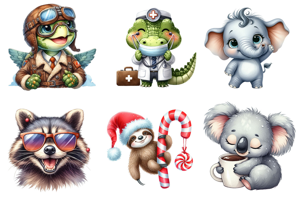 Funny Animal Clipart Bundle, an Illustration by CreationArt (Photo 5 of 5)