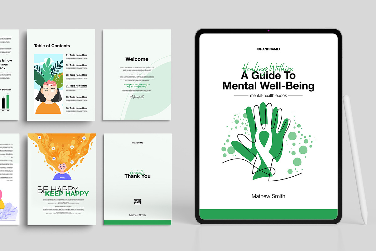 Mental Health Awareness EBook Layout, an UI Kit Template by ContestDesign (Photo 1 of 6)