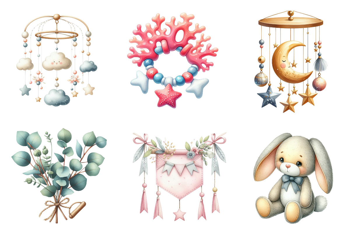 Boho baby watercolor clipart, an Illustration by CreationArt (Photo 3 of 6)