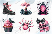Black Pink Halloween Clipart, a Graphic by designcity5 (Thumbnail 2 of 5)