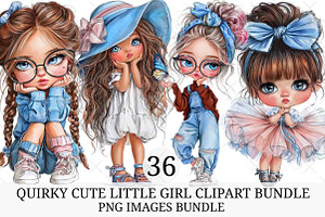 Quirky Cute Little Girl Clipart, an Illustration by Craft Nest