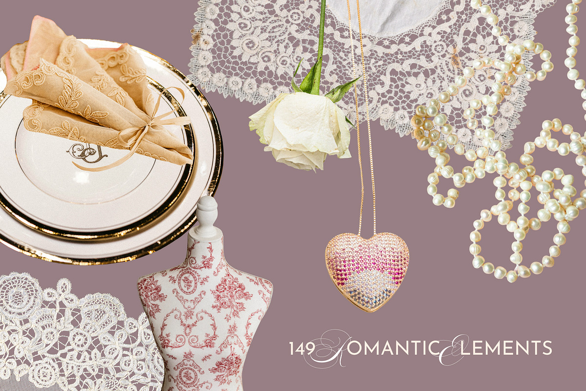 Pearl & Lace: Romantic Collage Kit, an Object Graphic by Anzhelika (Photo 2 of 10)