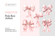 Cute Pink Coquette Bows, 5 PNG's, an Object Graphic by HaywireMedia & Mockups (Thumbnail 1 of 3)