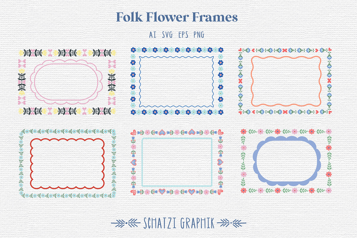 Folk Flower Illustration Set, a Decorative Illustration by Schatzi Graphik (Photo 4 of 8)