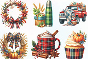 Watercolor Plaid Autumn Clipart, a Graphic by CraftArtStudio (Thumbnail 2 of 6)