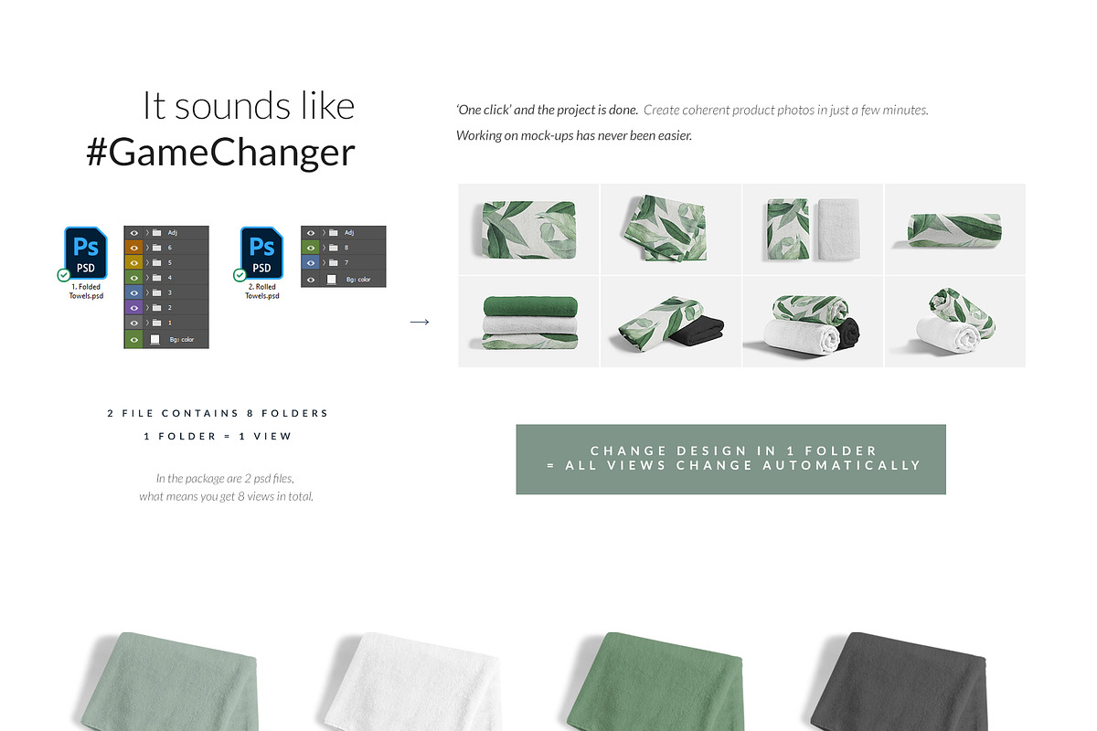 Bath Towels 8x Mock-ups, a Print Template by Mocca Mockups Store (Photo 6 of 7)