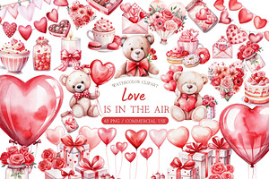 Valentine Love Watercolor Clipart, an Illustration by MockupWizard