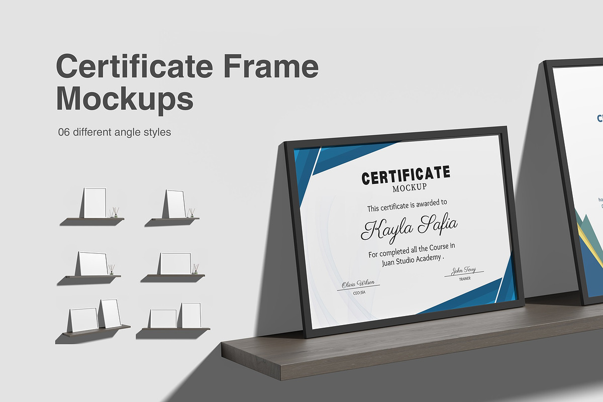 Certificate Frame Mockups, an Advertising Mockup by graphiccrew (Photo 1 of 10)