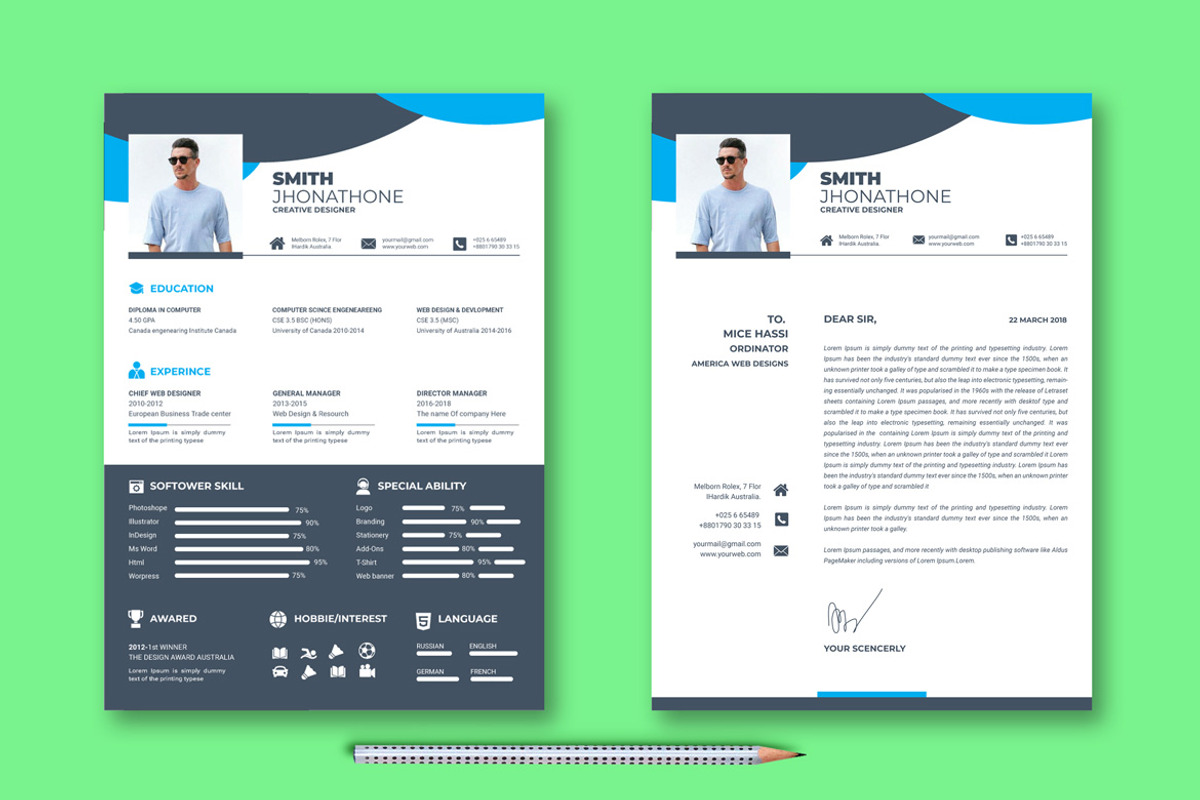 Modern Resume Design Template, a Resume Template by BrandlyTemplate (Photo 2 of 4)