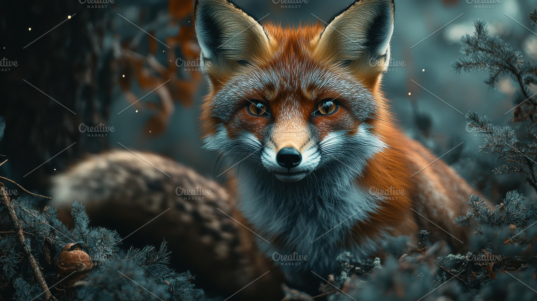 A stunning close-up of a fox with pi, an Animal Photo by Pixeness Studio