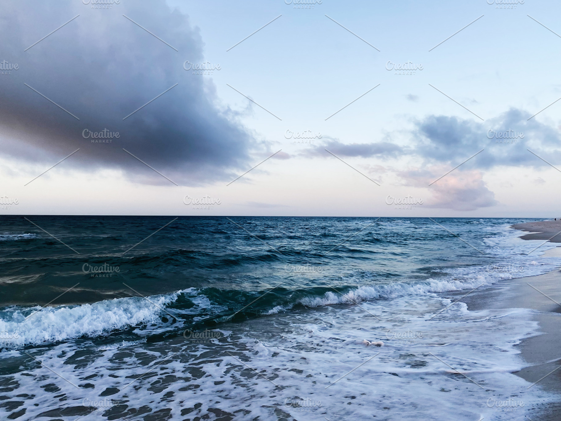Tranquil Florida Pensacola beach scene with waves rolling onto the shore at dus, a Nature Photo by AS photostudio