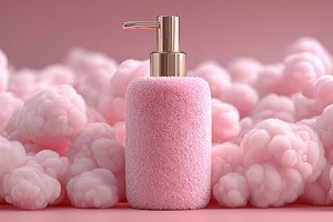 Pink Fuzzy Soap Dispenser, a Beauty & Fashion Photo by Ales Munt