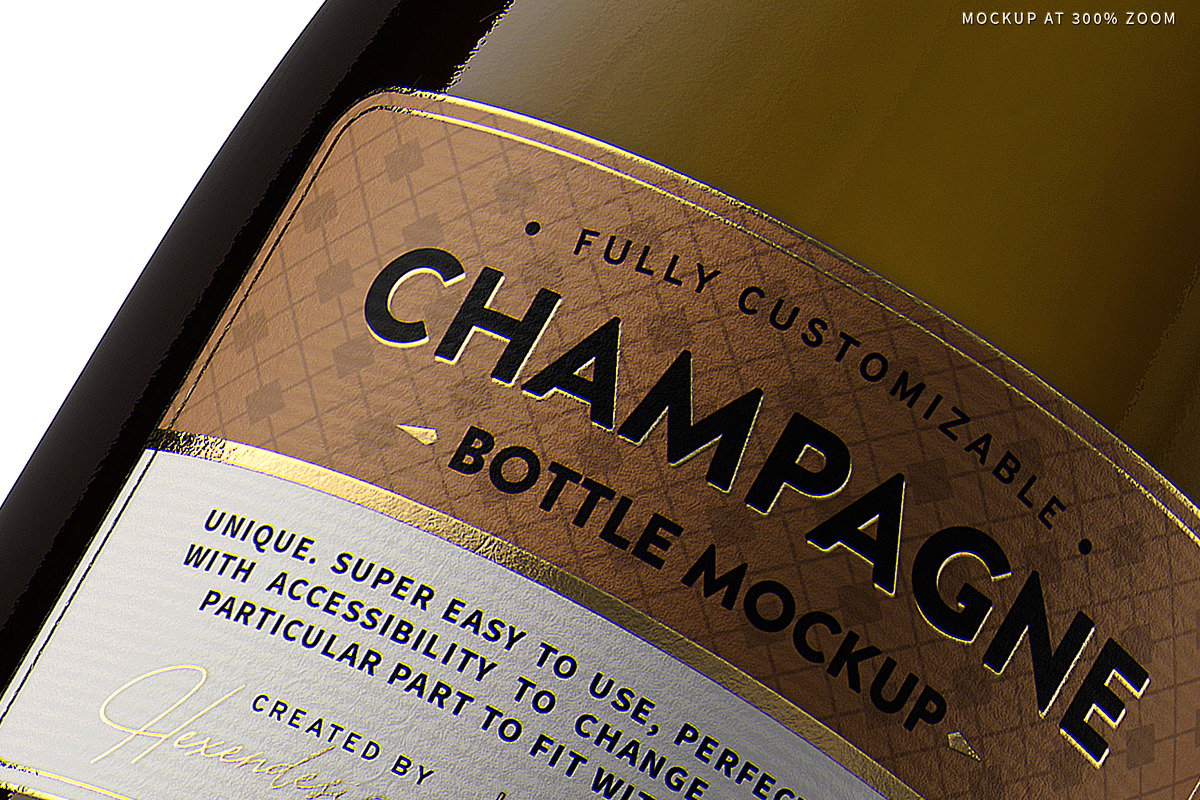 Champagne Bottle Mockup V2, an Advertising Mockup by HexenDesigns (Photo 9 of 12)