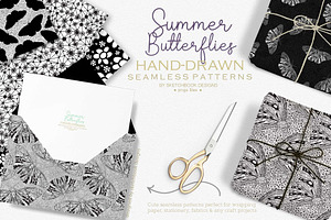 Summer Butterflies Seamless Patterns