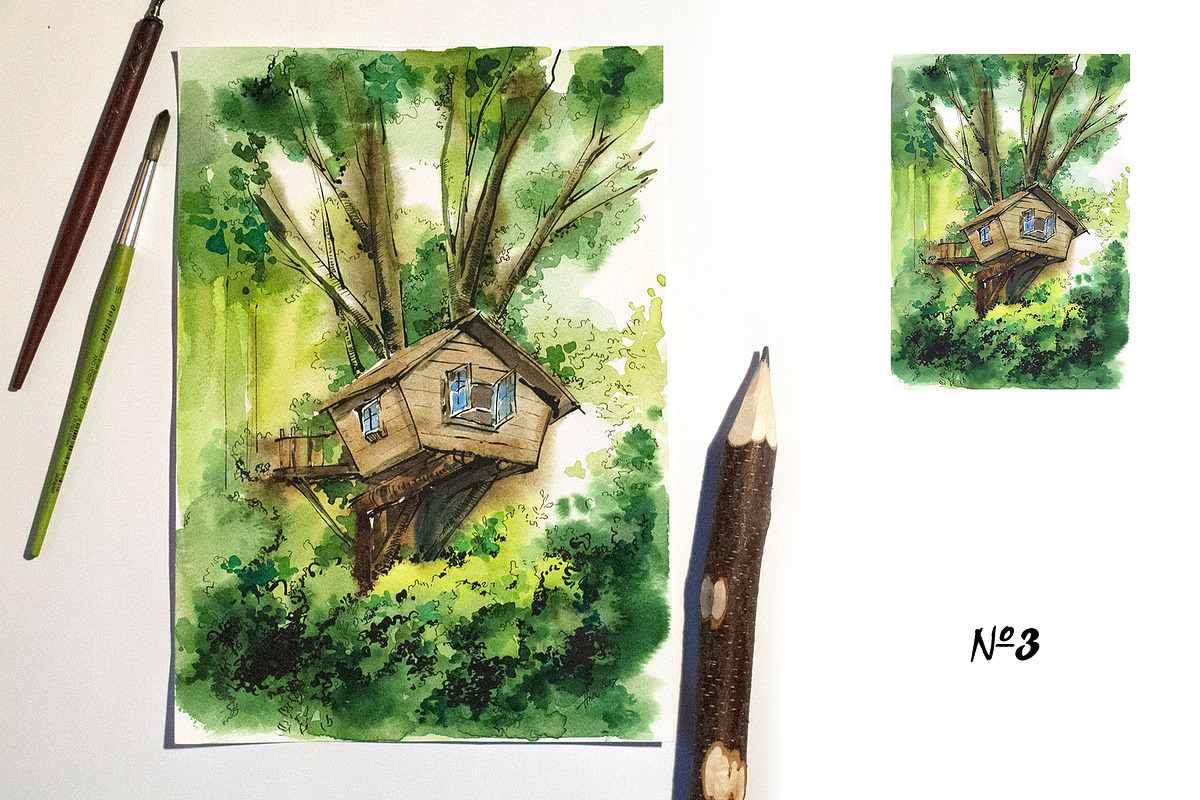 Houses in the nature, a Decorative Illustration by Ana Capree (Photo 3 of 7)