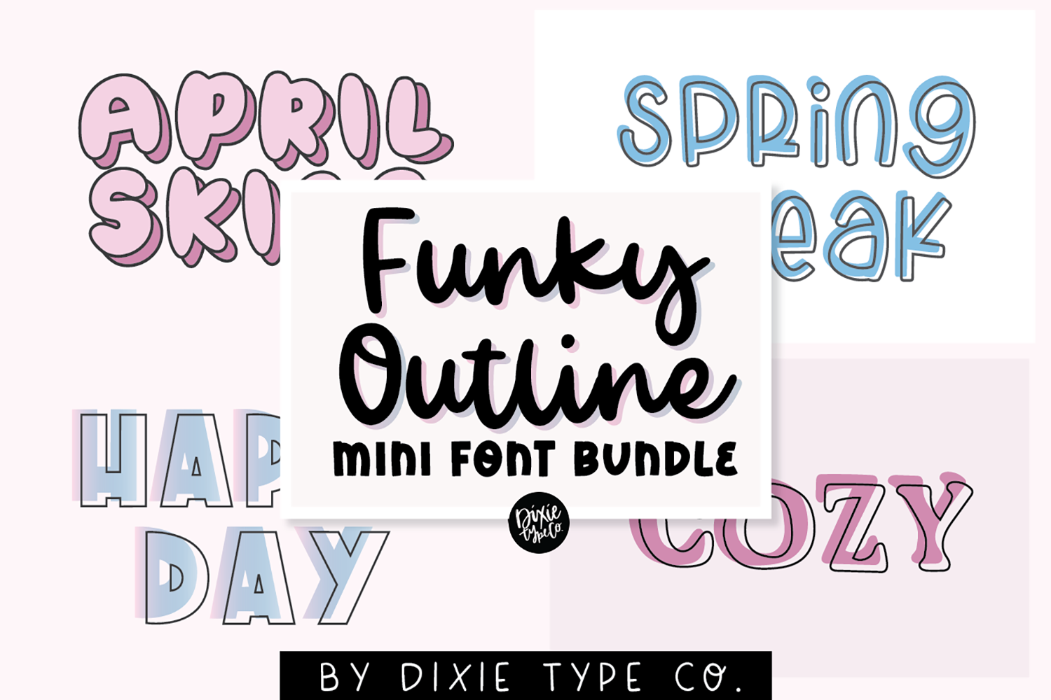 FUNKY OUTLINE Font Bundle, a Font by Blush Font Co.