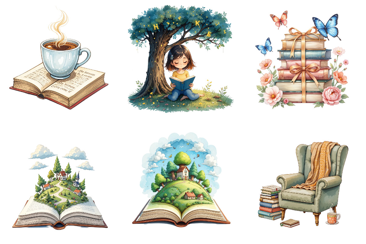 Reading Books Sublimation BundleRead, an Illustration by DreamArtGraphic (Photo 2 of 4)